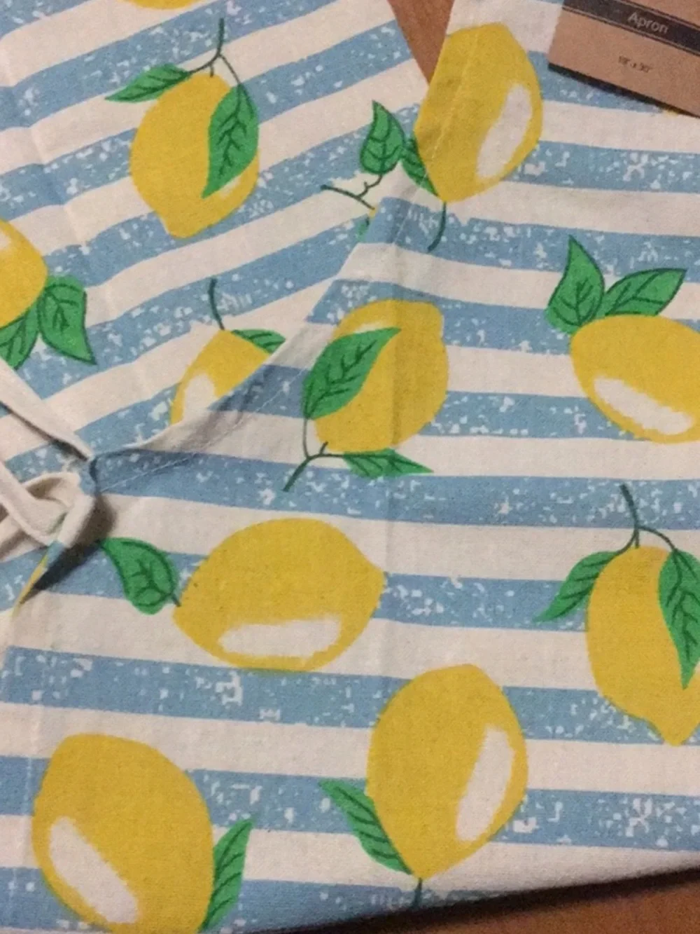 Home Collection Blue White Yellow Lemon Stripe Apron